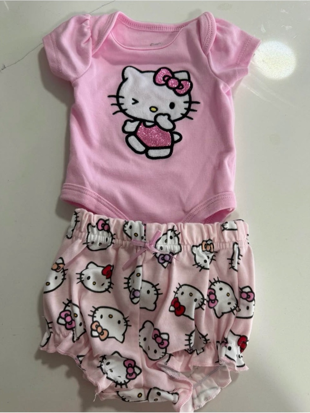 Hello Kitty Pink Bodysuit and Printed Bloomers Set